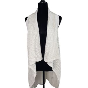 ROMEO & Juliet Crochet open front Cardigan Embroidered Glass Beads White M